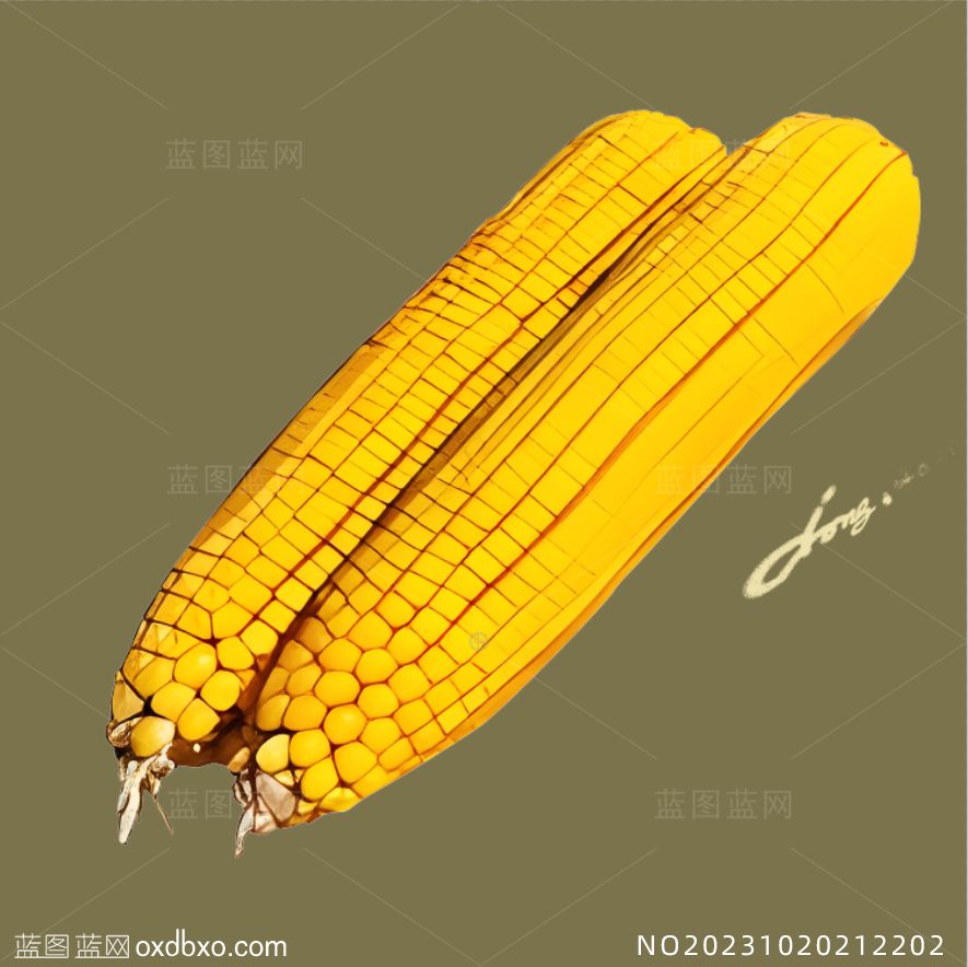 创意手绘大玉米棒农作物玉米复古果实农产品玉米种子PSD活层免费素材_编号NO20231020212202.jpg