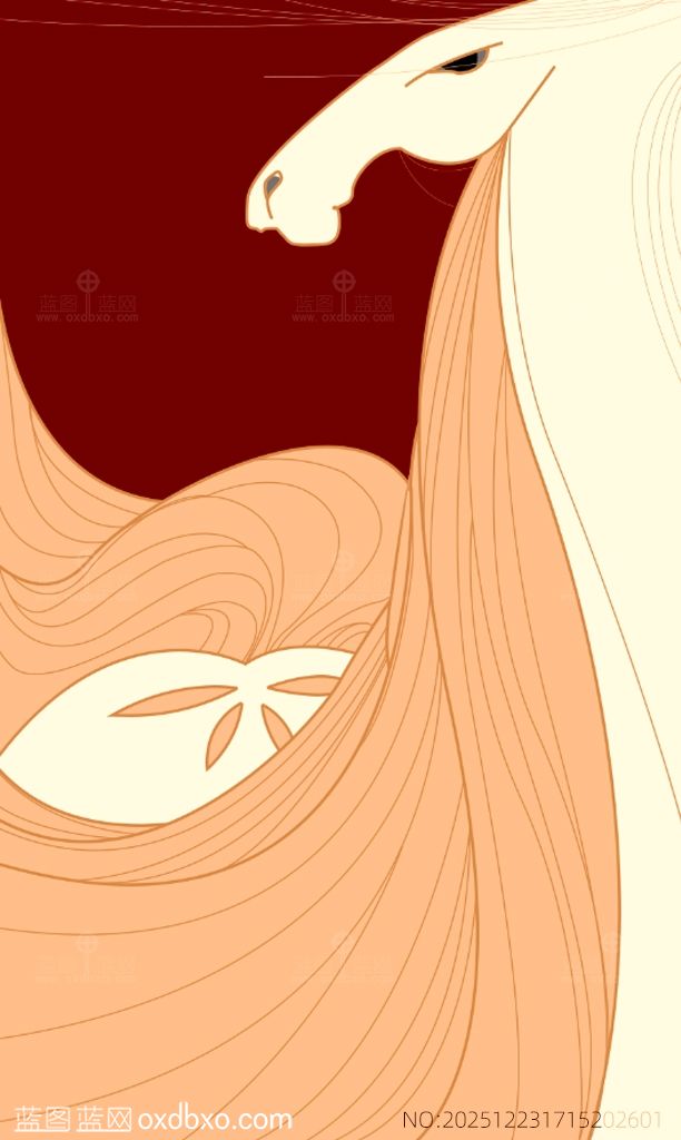 商用设计素材古风骏马线条抽象装饰白马年海报素材编号_NO:202512231715202601