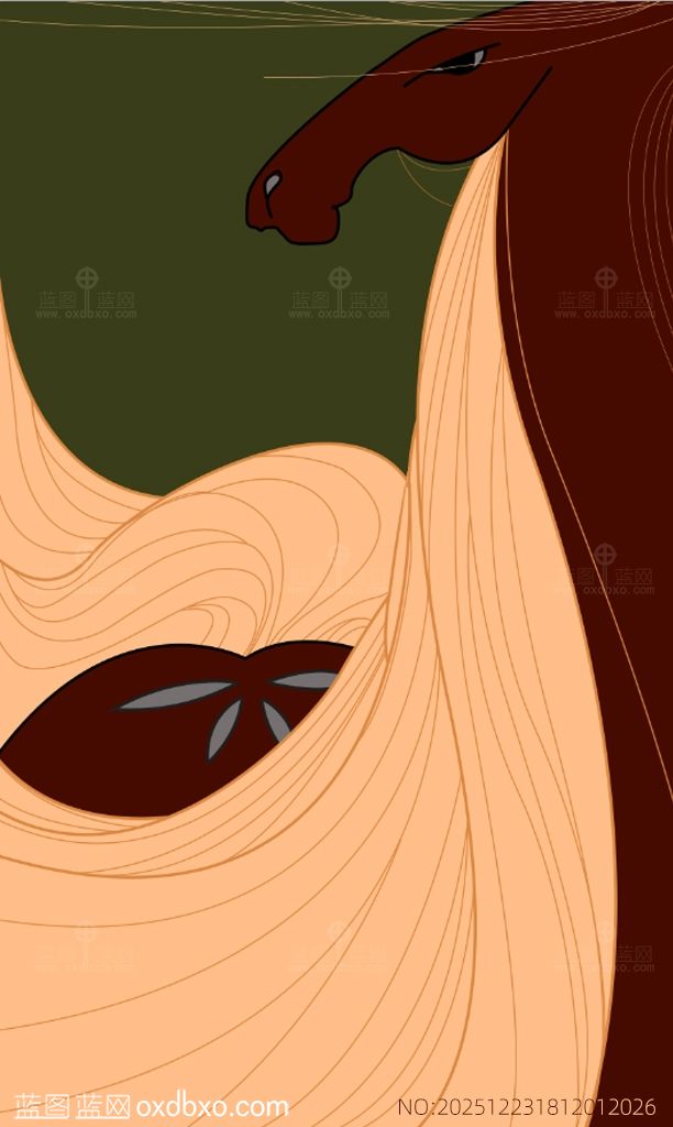 商用设计素材古风骏马黑马线条抽象装饰枣红马年海报素材编号_NO:202512231812012026