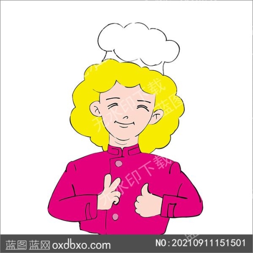 女厨师卡通绘画PGN免抠图插画元素手绘素材_作品编号NO:201909072247