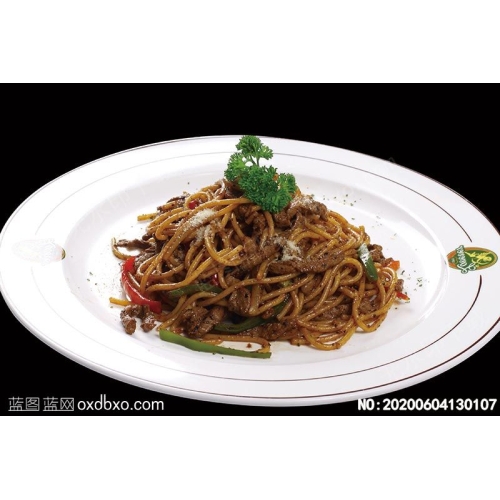 黑椒牛柳炒意面菜谱湘菜系列美食菜牌素材_作品编号NO:20200604130107