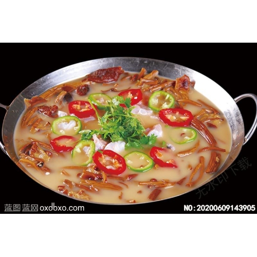 锅仔茶树菇煮山蛙菜谱湘菜系列美食菜牌素材_作品编号NO:20200609143905