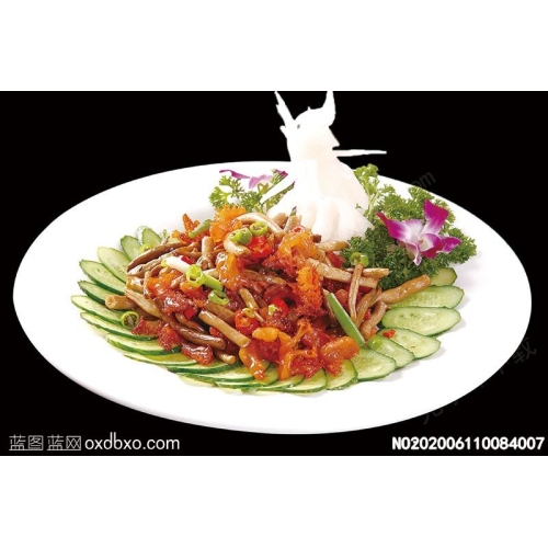 茶树菇炒海龙花菜谱湘菜系列美食菜牌素材_作品编号NO:202006110084007