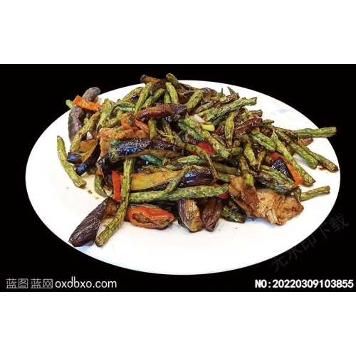 豇豆角炒茄子条原创美食菜谱摄影图片素材_作品编号：20220309103855
