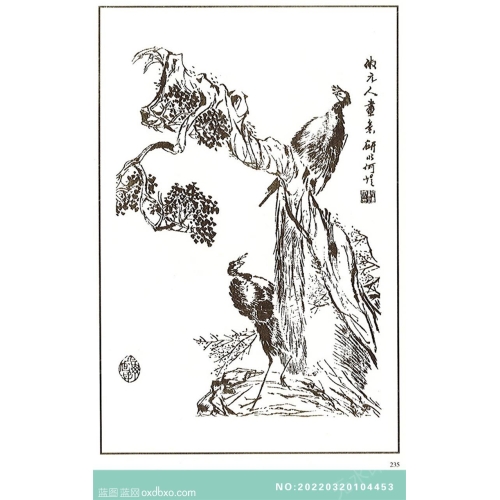 芥子园翎毛花卉画法中国传统国画素材_作品编号：NO:20220320104453
