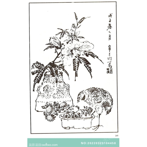 芥子园翎毛花卉画法中国传统国画素材_作品编号：NO:20220320104458