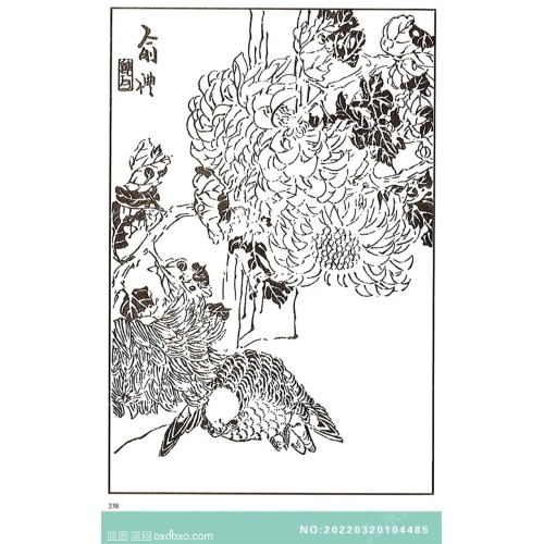 芥子园翎毛花卉山石花鸟画法中国传统国画素材_作品编号：NO:20220320104485