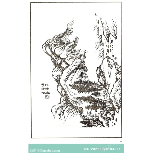 芥子园山水画线描中国传统国画素材_作品编号：NO:20220320104601