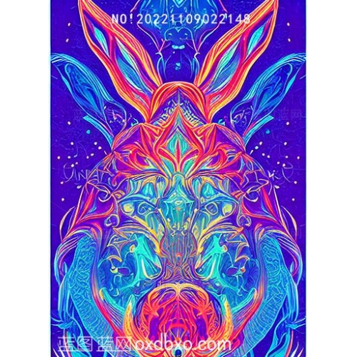小兔抽象玄幻迷幻高科技图形变形兔子插画素材编号_NO:20221109022148