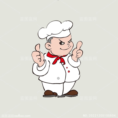 胖白的男厨师微笑拇指赞卡通画PNG厨师服装厨师帽子素材编号NO:20221205155804
