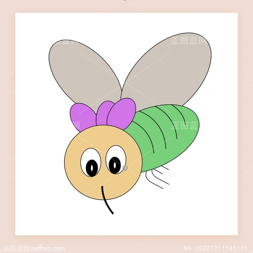 可爱苍蝇卡通漫画矢量图彩色苍蝇手绘PSD素材编号_NO:20221211145101