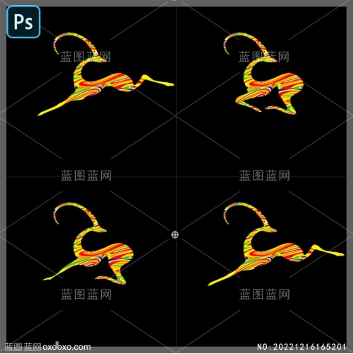 抽象炫彩七彩五颜六色奔跑的梅花鹿造型图形设计素材编号_NO:20221216165201