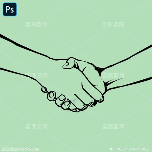 握手黑白画素描男人合作商务人体部位肢体版画位图矢量图PSD素材编号NO:20221216165302
