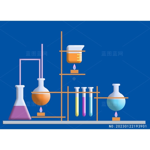 化学实验室器材手绘扁平3D烧瓶烧杯试管实验室物品素材编号_NO:20230122193901