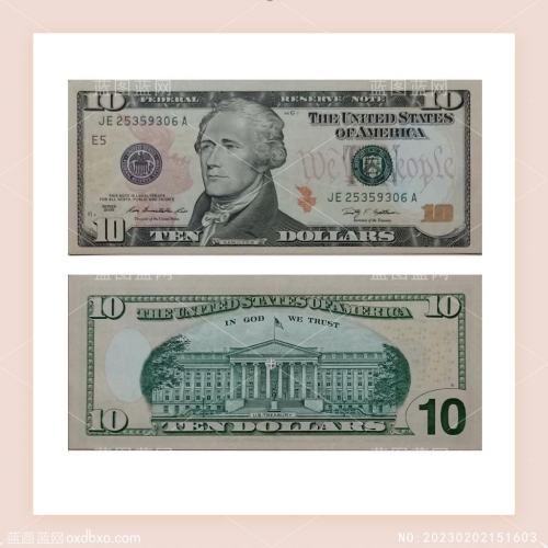 十美元货币美钞10美元10美圆拾美园钞票素材编号_NO:20230202151603