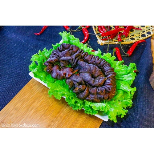 卤肥肠熏酱肥肠美食摄影素材