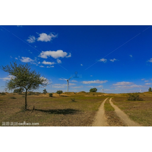 内蒙古 大草原 蓝天 白云 风筝 小路 小树 风情 风光 风景 商业摄影 商用素材 星级摄影
