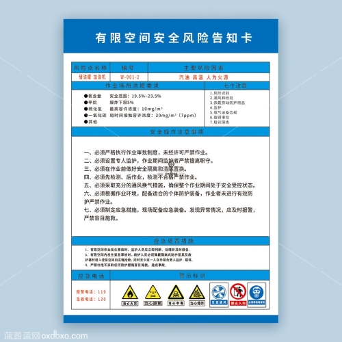 有限空间安全风险告知卡免费共享设计素材加油站安全管理