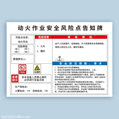 动火作业安全风险点告知牌卡免费共享素材设计加油站管理制度