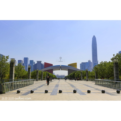 深圳市莲花山公园入口 大门高楼耸立 蓝天  风景 风光 景观 商业摄影 商用素材