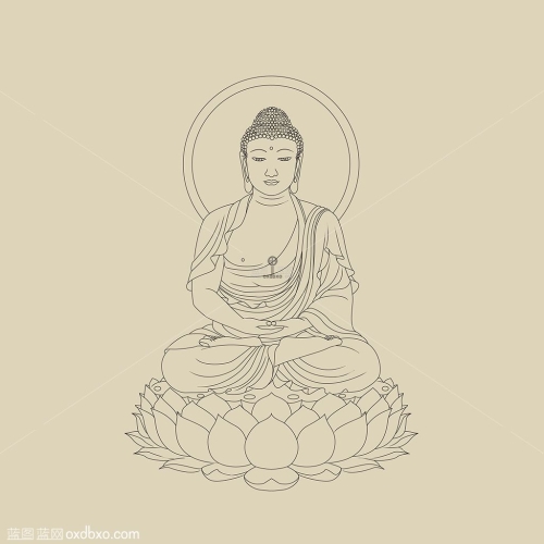 释迦摩尼像佛像线描精修