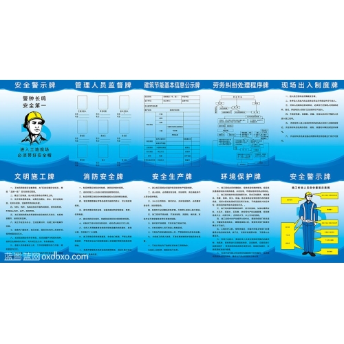 免费设计素材施工现场工地安全管理制度九牌一图建筑工人安全着装示意图