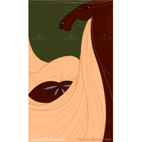 商用设计素材古风骏马黑马线条抽象装饰枣红马年海报素材编号_NO:202512231812012026