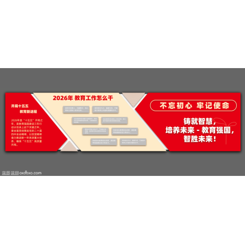 免费设计素材 党建 文化墙 十五五 校园 学校 教育 剪纸风 扁平风